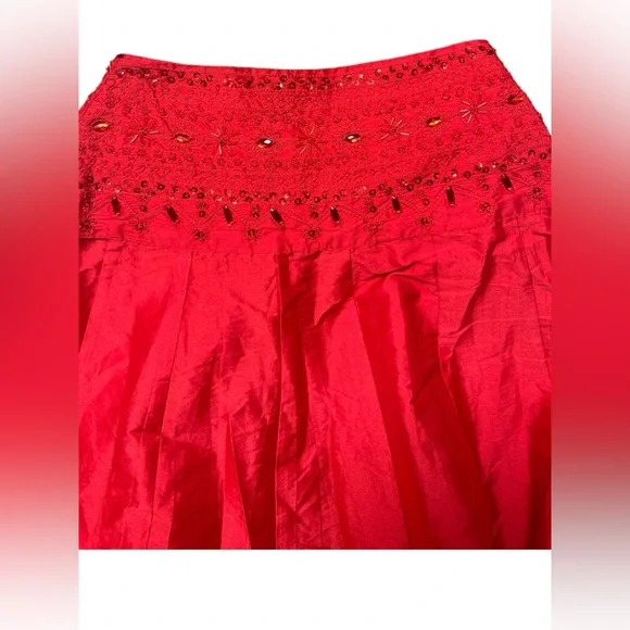 Free People One Women's Size 2 Red Party Beaded Embroidered Maxi Skirt Red NWOT - Picture 13 of 13